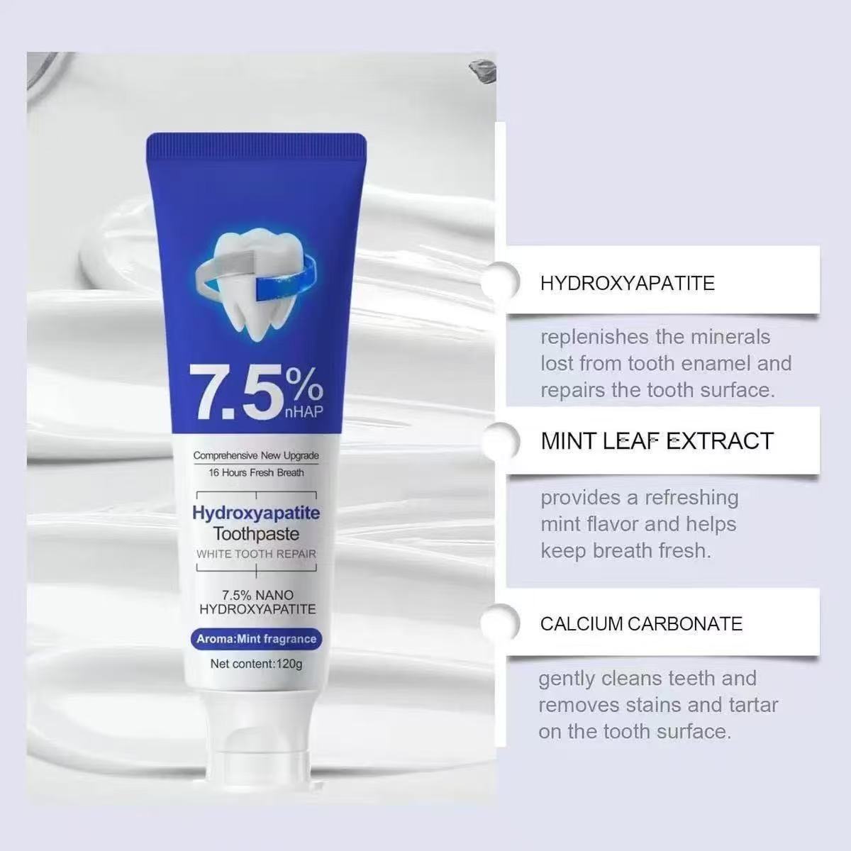 7.5%Nano Hydroxyapatite Toothp - Teeth Whitening Toothpaste recension och pris