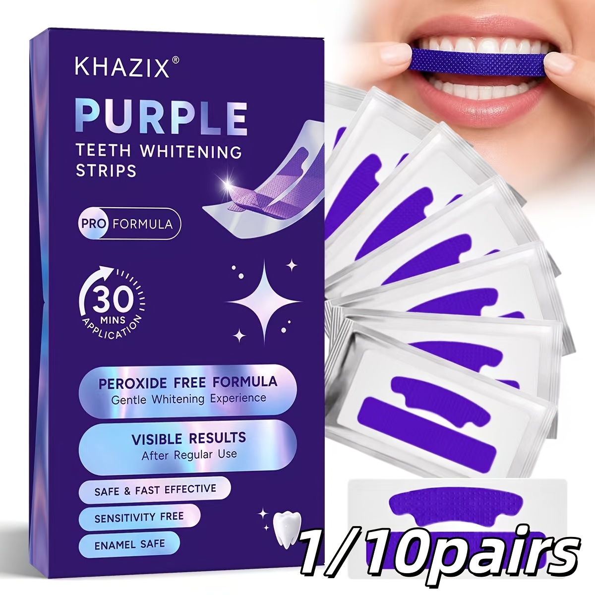 1/10pairs Purple Teeth Whiteni - Teeth Whitening Strips Permanent recension och pris