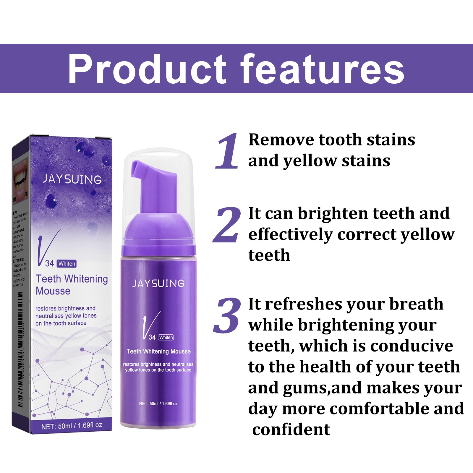 V34 Mousse Teeth Cleaning Toot - Teeth Whitening Crest recension och pris